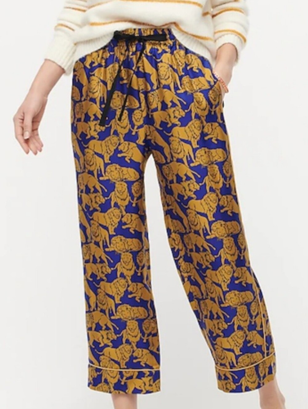 J.Crew Collection silk-twill pull-on pants in the Sleepy Lions Size 0